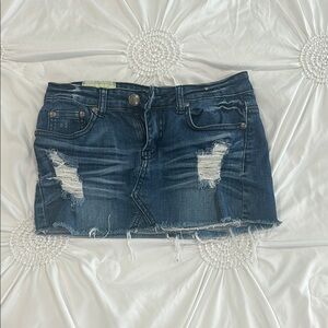 Distressed Denim Mini Skirt